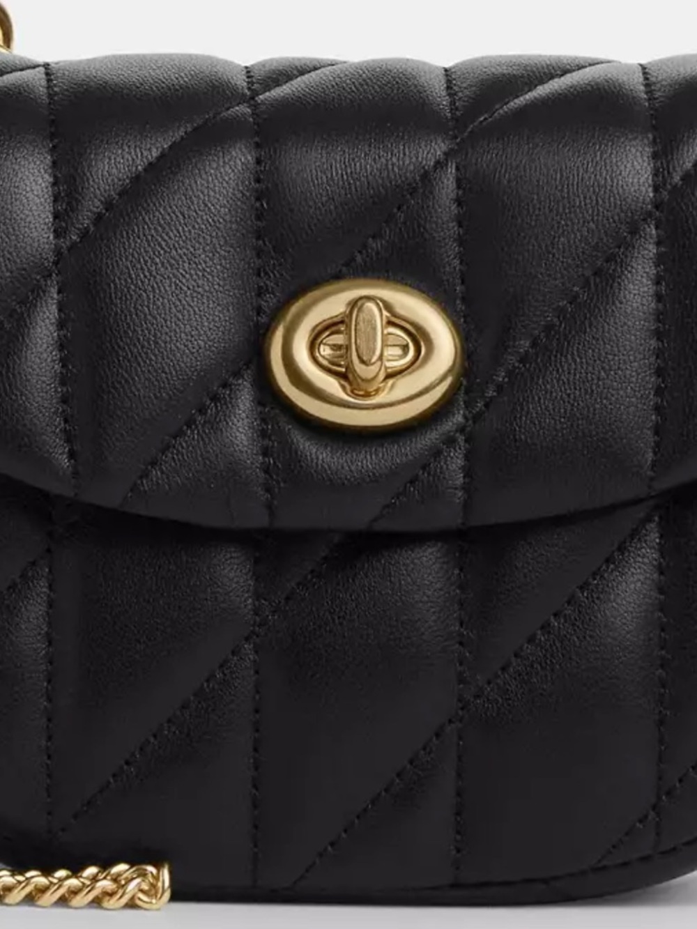 NWT Coach Turnlock Card Case (Black/Gold) Nappa Leather - Quilted - Picture 4 of 4